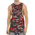 Orange Black And Grey Camouflage Print Men's Muscle Tank Top