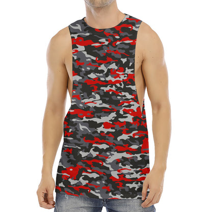 Orange Black And Grey Camouflage Print Men's Muscle Tank Top