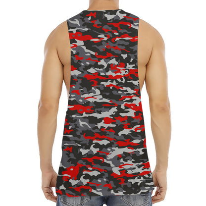 Orange Black And Grey Camouflage Print Men's Muscle Tank Top