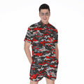 Orange Black And Grey Camouflage Print Men's Romper