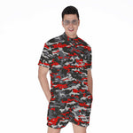 Orange Black And Grey Camouflage Print Men's Rompers