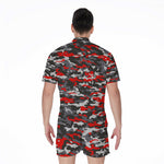 Orange Black And Grey Camouflage Print Men's Rompers