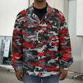 Orange Black And Grey Camouflage Print Men's Shirt Jacket