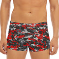 Orange Black And Grey Camouflage Print Men's Short Boxer Briefs