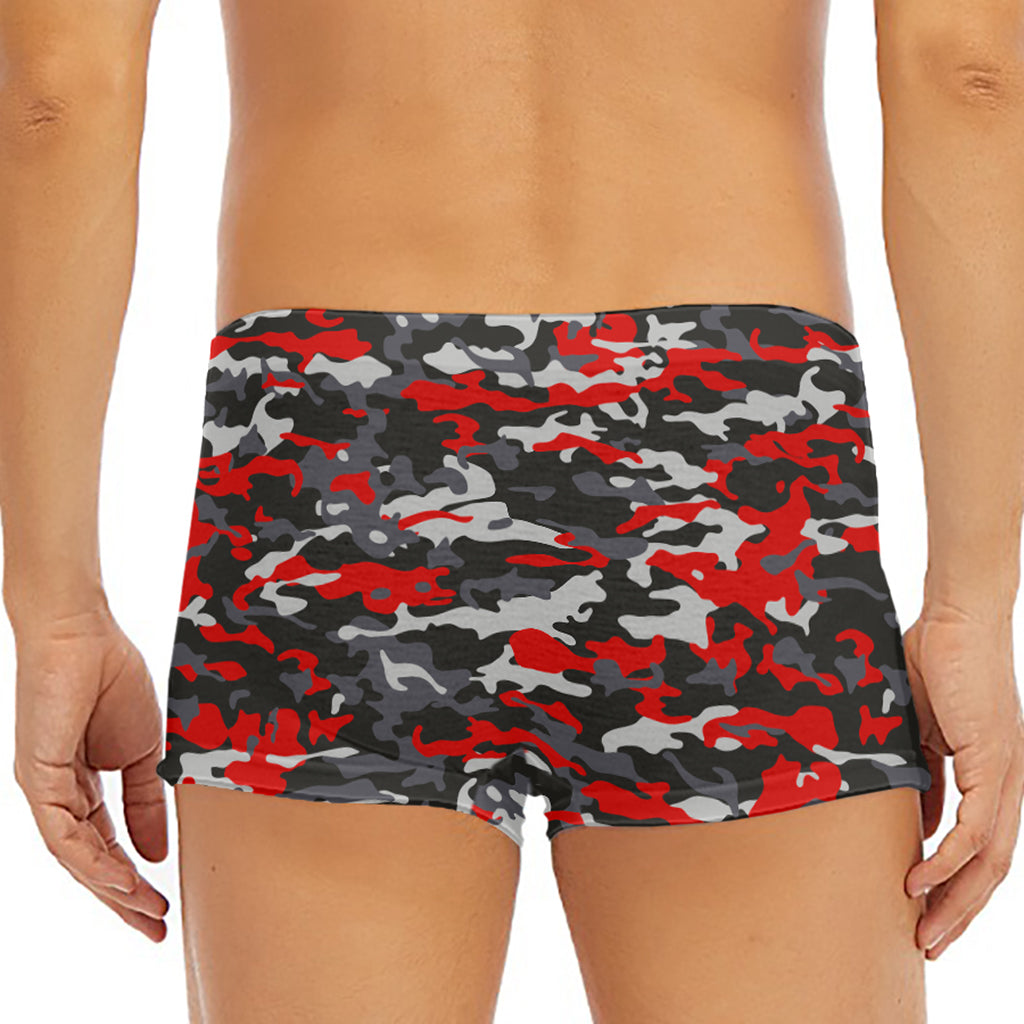 Orange Black And Grey Camouflage Print Men's Short Boxer Briefs