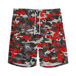 Orange Black And Grey Camouflage Print Men's Sports Shorts