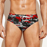 Orange Black And Grey Camouflage Print Men's Swim Briefs