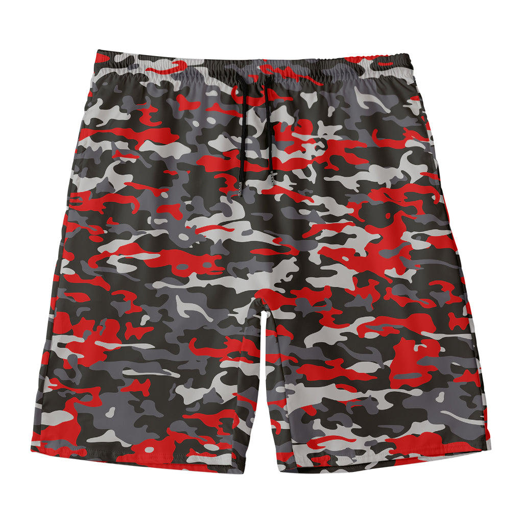 Orange Black And Grey Camouflage Print Men's Swim Trunks