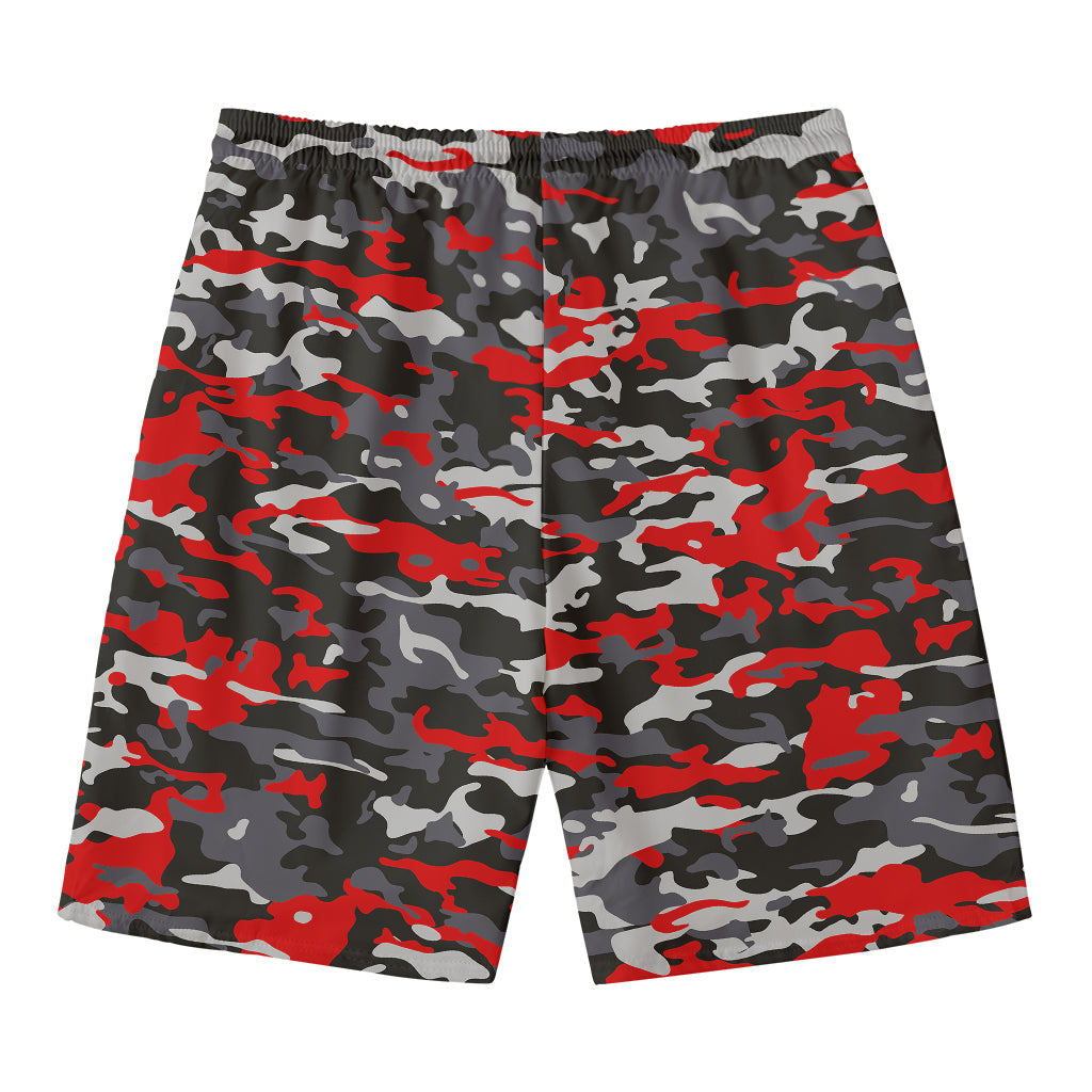 Orange Black And Grey Camouflage Print Men's Swim Trunks