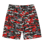Orange Black And Grey Camouflage Print Men's Swim Trunks