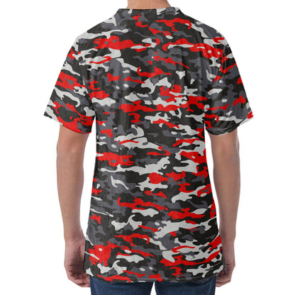 Orange Black And Grey Camouflage Print Men's Velvet T-Shirt