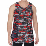 Orange Black And Grey Camouflage Print Men's Velvet Tank Top