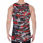 Orange Black And Grey Camouflage Print Men's Velvet Tank Top