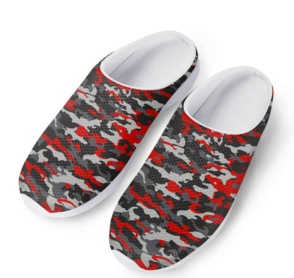 Orange Black And Grey Camouflage Print Mesh Casual Shoes