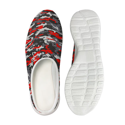 Orange Black And Grey Camouflage Print Mesh Casual Shoes