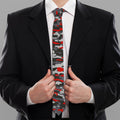 Orange Black And Grey Camouflage Print Necktie