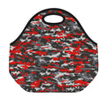 Orange Black And Grey Camouflage Print Neoprene Lunch Bag