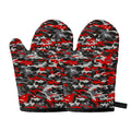 Orange Black And Grey Camouflage Print Oven Mitts