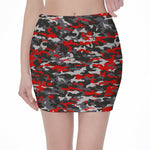 Orange Black And Grey Camouflage Print Pencil Mini Skirt