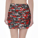 Orange Black And Grey Camouflage Print Pencil Mini Skirt