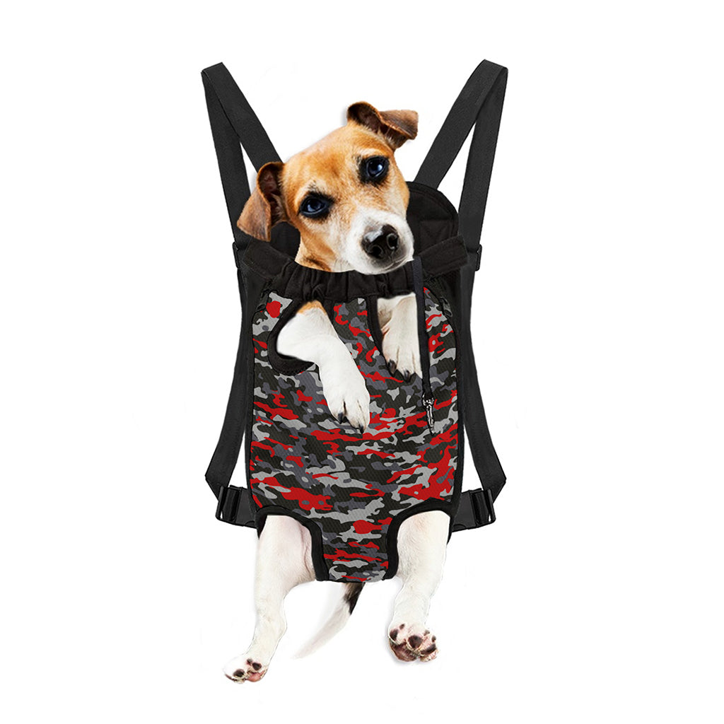 Orange Black And Grey Camouflage Print Pet Carrier Backpack