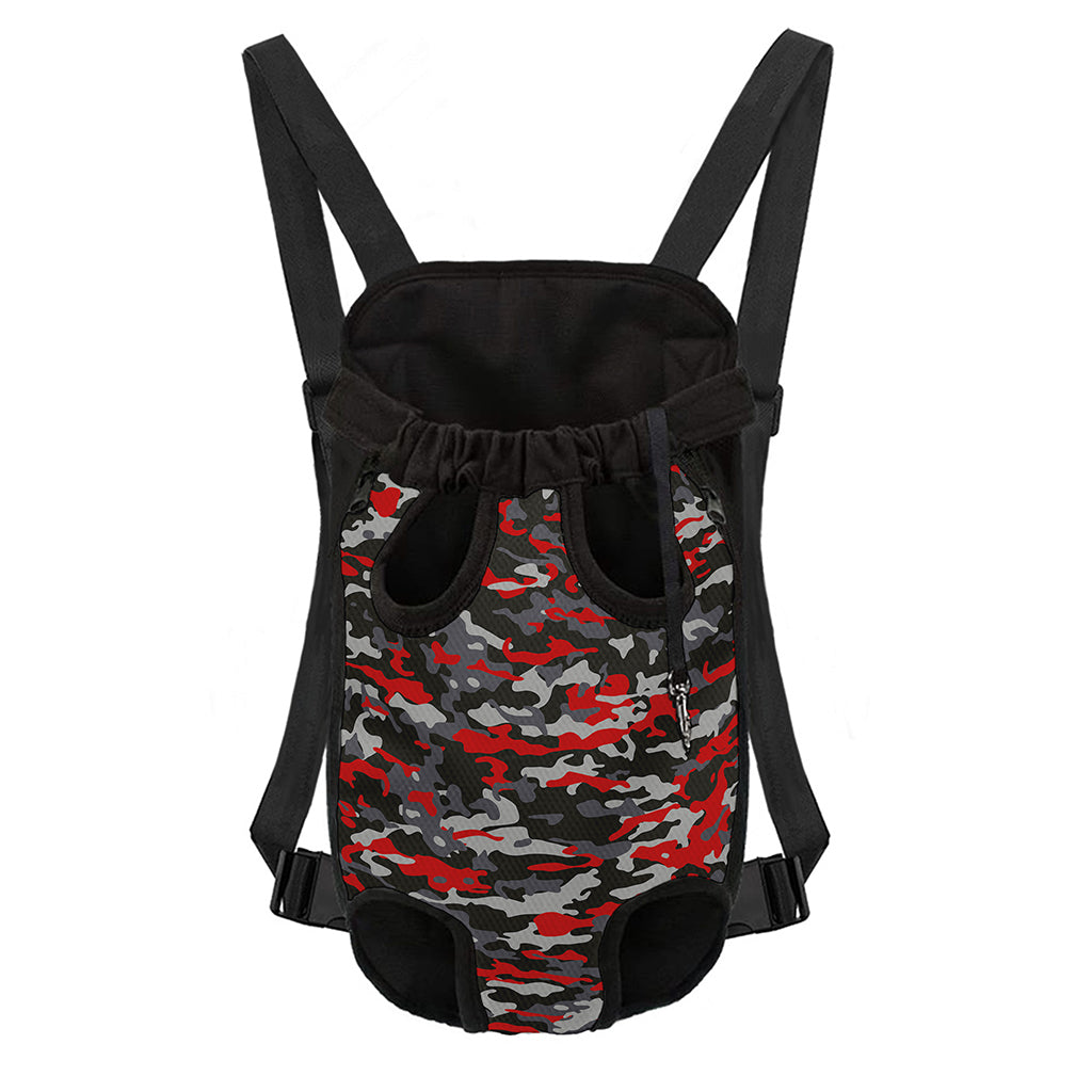 Orange Black And Grey Camouflage Print Pet Carrier Backpack