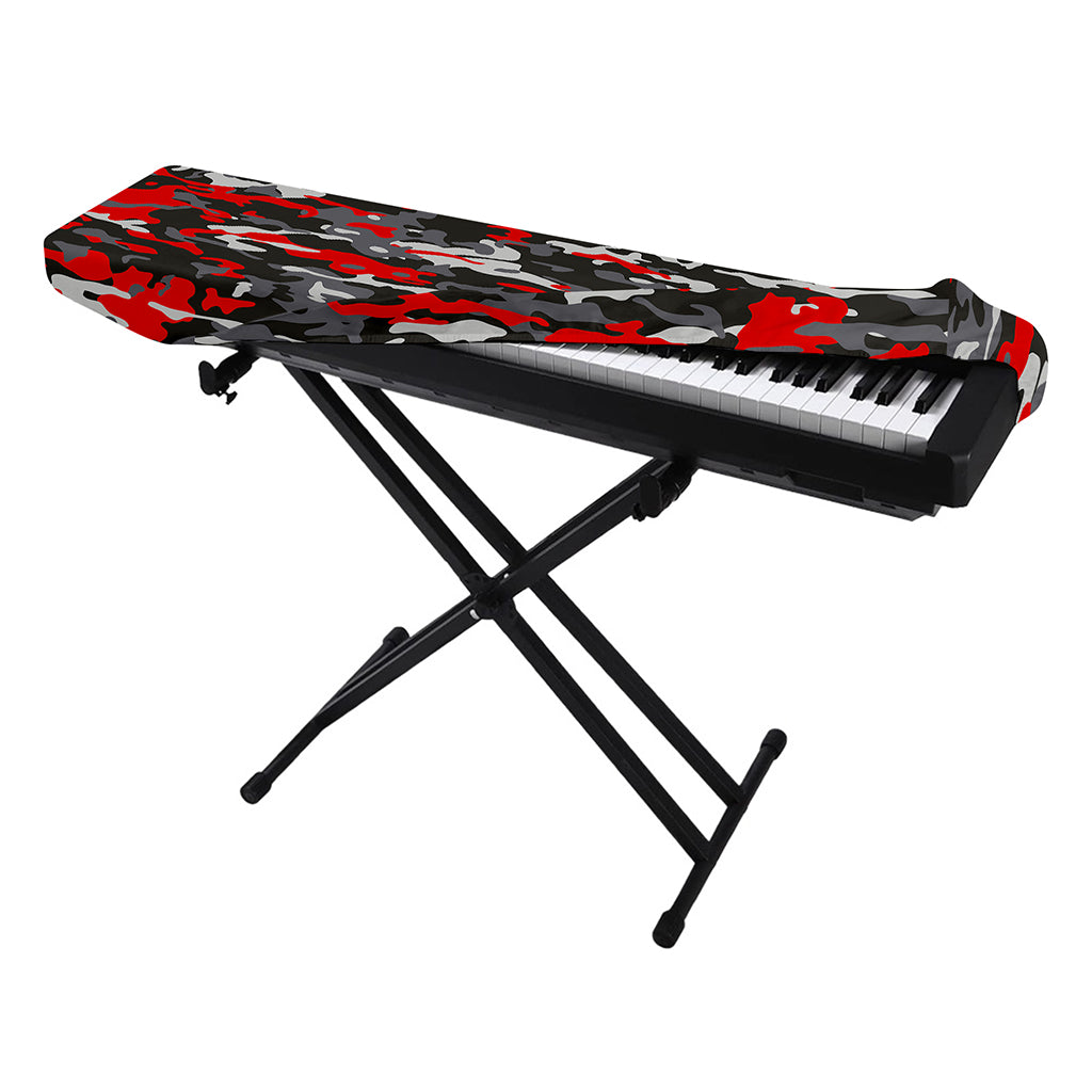 Orange Black And Grey Camouflage Print Piano Keyboard Cover