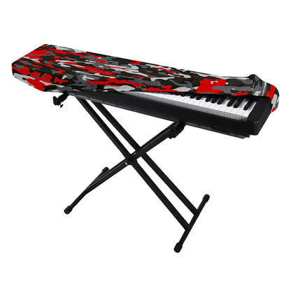 Orange Black And Grey Camouflage Print Piano Keyboard Cover