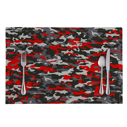 Orange Black And Grey Camouflage Print Placemat