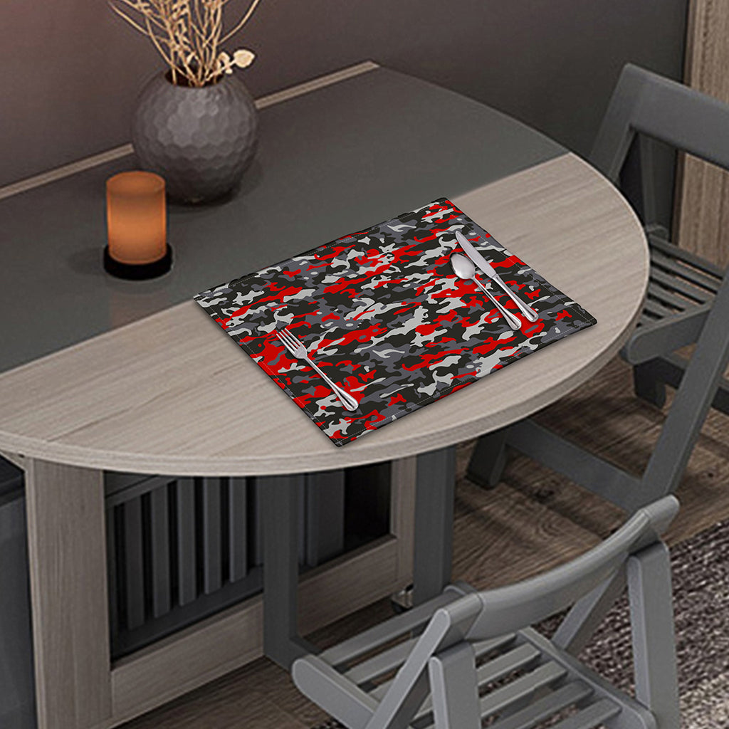 Orange Black And Grey Camouflage Print Placemat