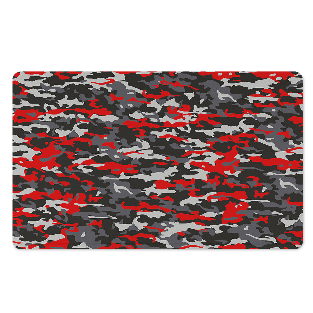 Orange Black And Grey Camouflage Print Polyester Doormat