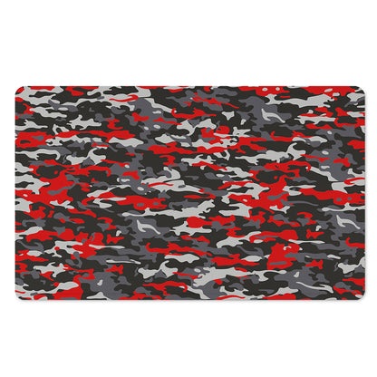 Orange Black And Grey Camouflage Print Polyester Doormat