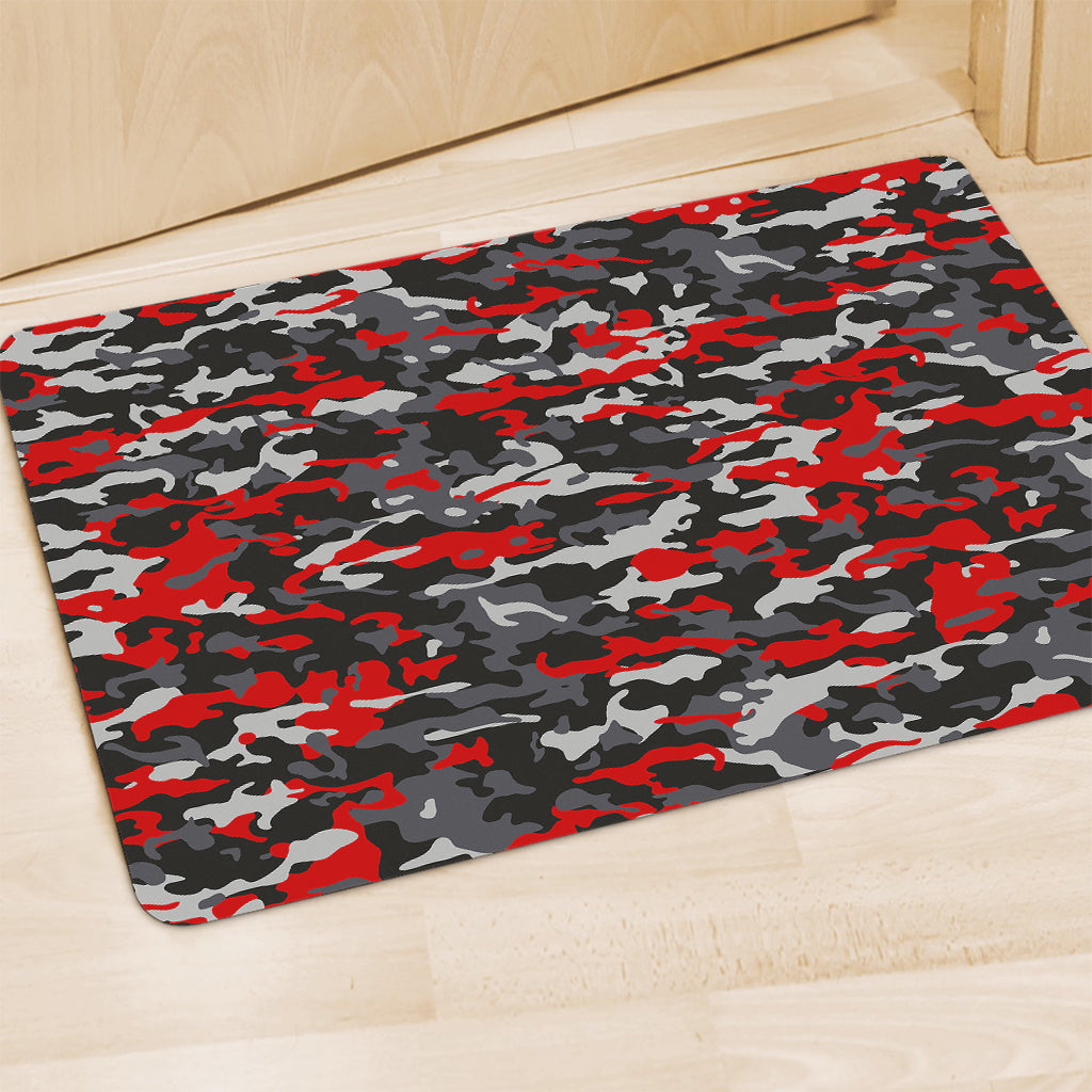 Orange Black And Grey Camouflage Print Polyester Doormat