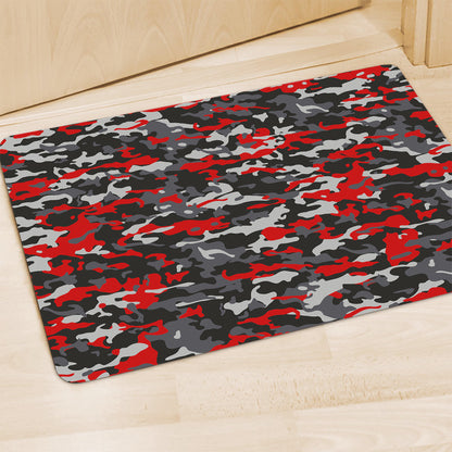 Orange Black And Grey Camouflage Print Polyester Doormat