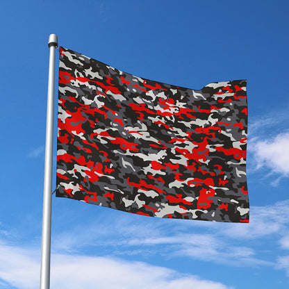Orange Black And Grey Camouflage Print Polyester Flag