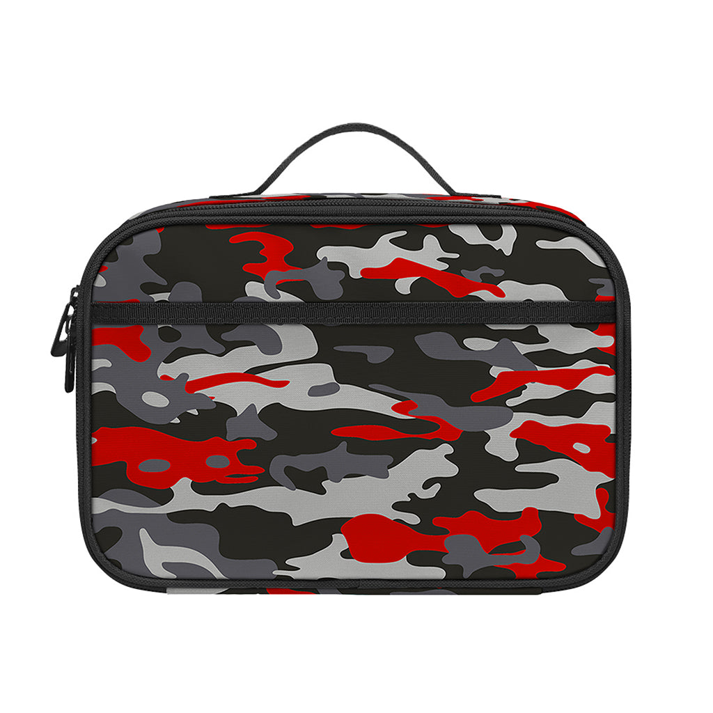 Orange Black And Grey Camouflage Print Portable Lunch Bag