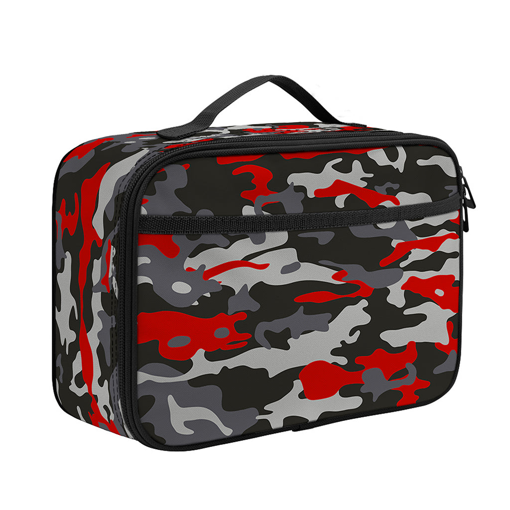 Orange Black And Grey Camouflage Print Portable Lunch Bag