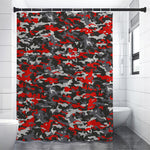 Orange Black And Grey Camouflage Print Premium Shower Curtain