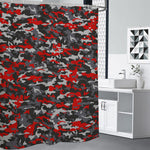Orange Black And Grey Camouflage Print Premium Shower Curtain
