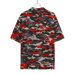 Orange Black And Grey Camouflage Print Rayon Hawaiian Shirt