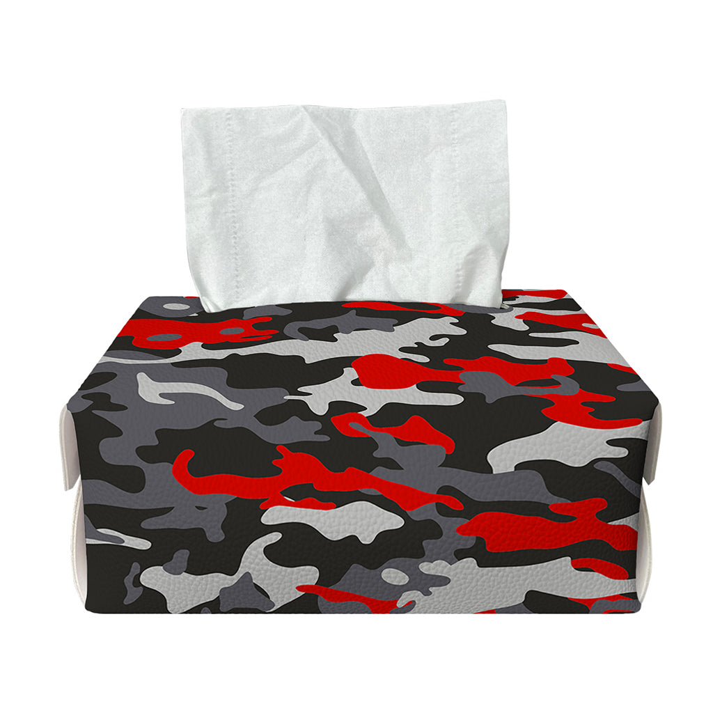 Orange Black And Grey Camouflage Print Rectangle Tissue Box Cover