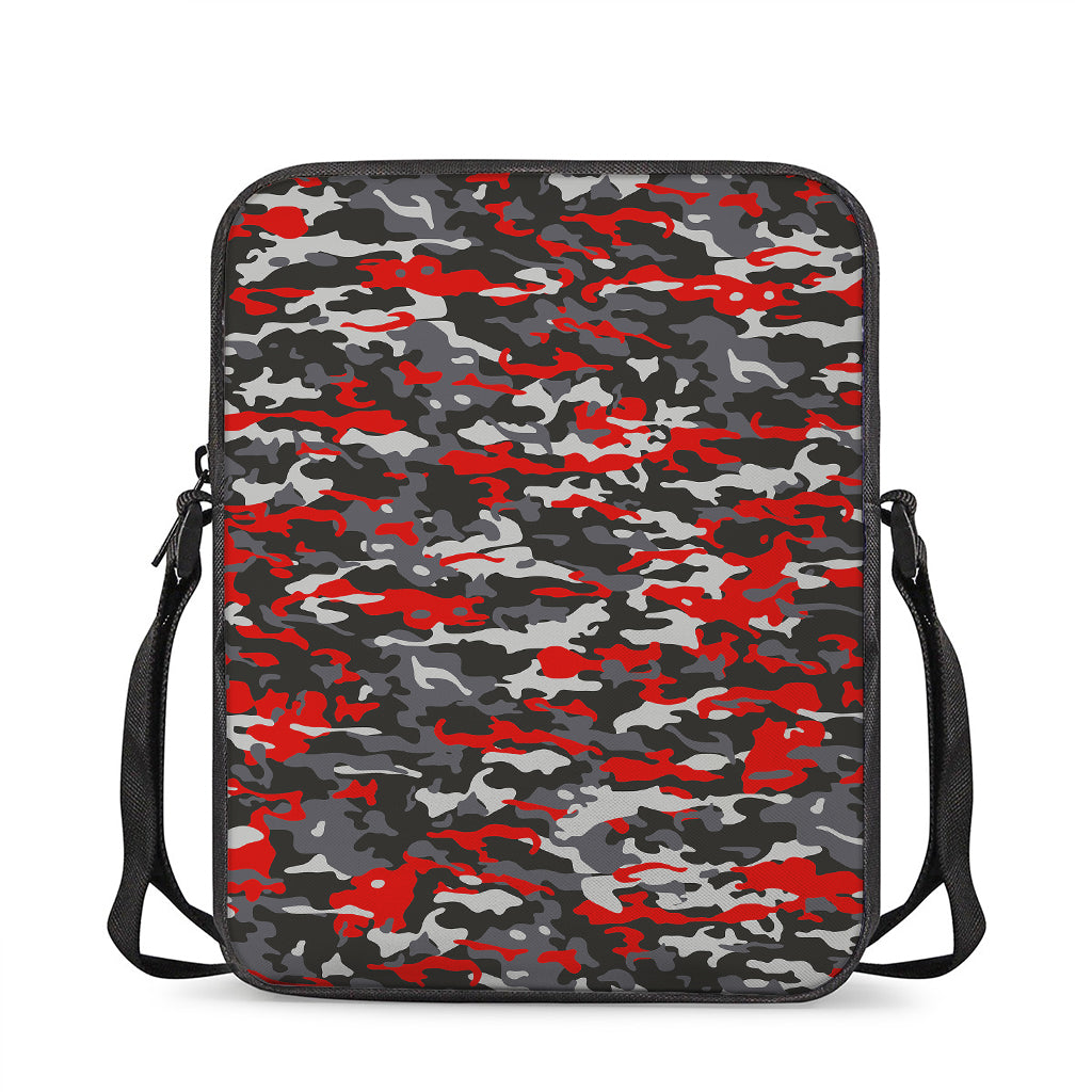 Orange Black And Grey Camouflage Print Rectangular Crossbody Bag
