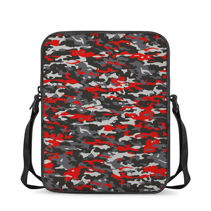 Orange Black And Grey Camouflage Print Rectangular Crossbody Bag