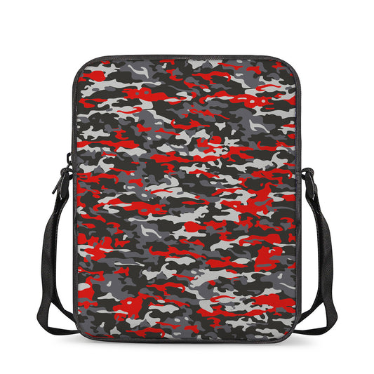 Orange Black And Grey Camouflage Print Rectangular Crossbody Bag