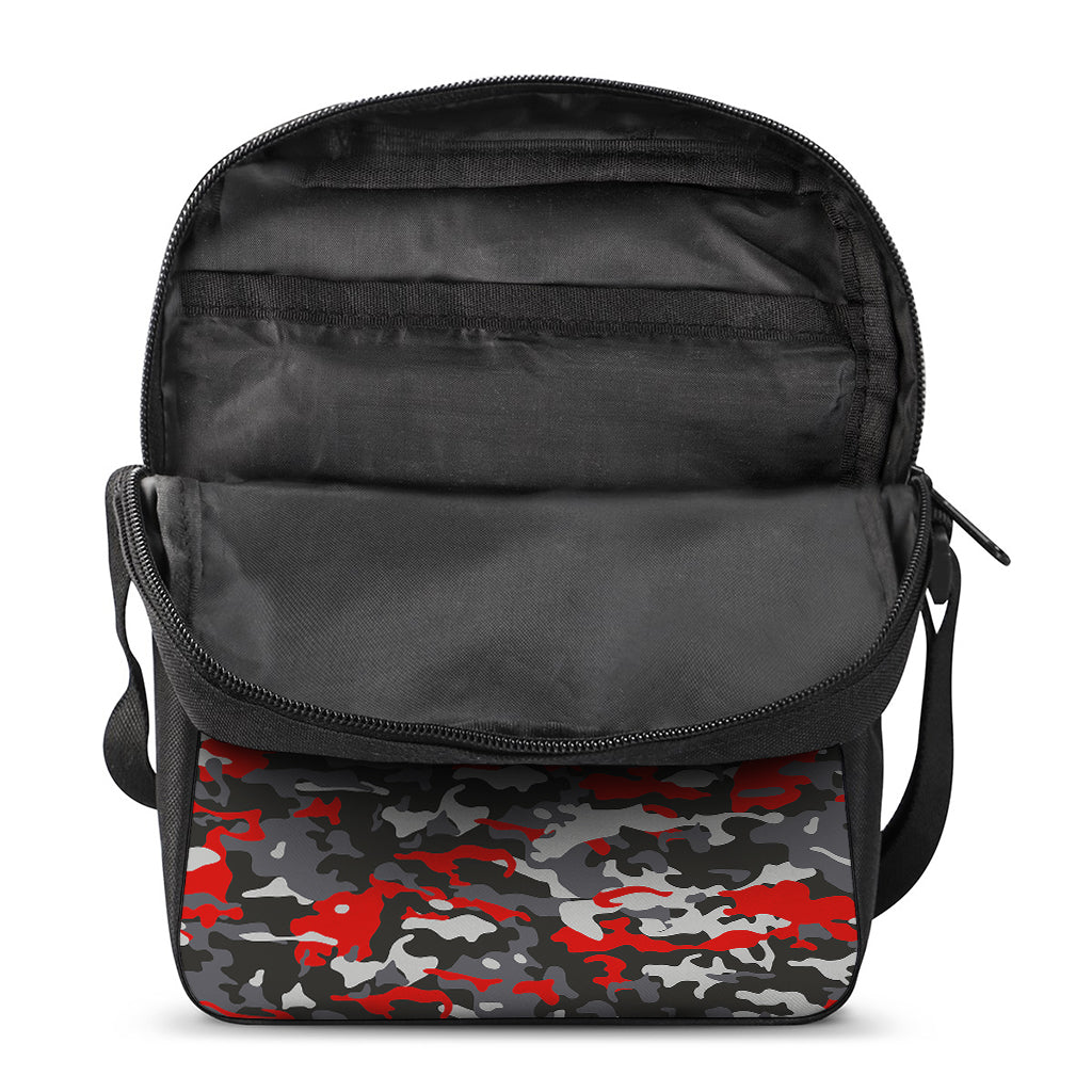 Orange Black And Grey Camouflage Print Rectangular Crossbody Bag