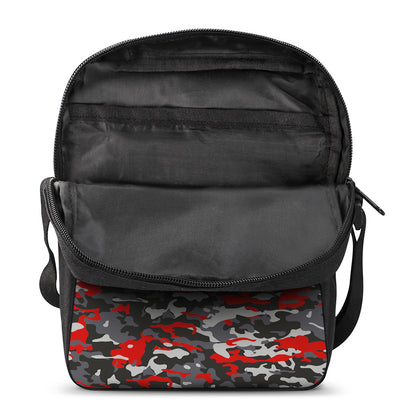 Orange Black And Grey Camouflage Print Rectangular Crossbody Bag