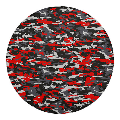 Orange Black And Grey Camouflage Print Round Blanket