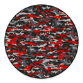Orange Black And Grey Camouflage Print Round Floor Mat