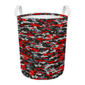Orange Black And Grey Camouflage Print Round Laundry Basket