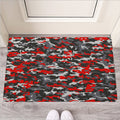 Orange Black And Grey Camouflage Print Rubber Doormat